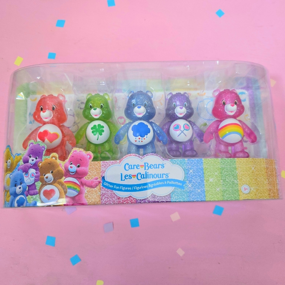 💫RARE 2016 Glitter Care Bears Figurine Play Set